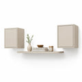 Set 2 mobili pensili con mensola da parete in MDF beige 120 x 20 x 60 cm