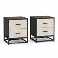 Set di 2 comodini a 2 cassetti rettangolari 40 x 40 x 55 cm in pannello truciolare e acciaio nero rovere chiaro