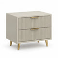 Comodino 2 cassetti in MDF rettangolare beige e oro 60 x 40 x 55 cm