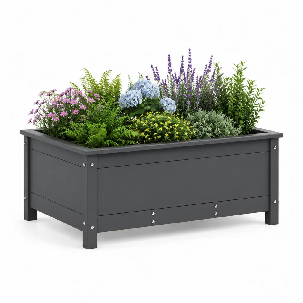 Fioriera rialzata da giardino rettangolare in acciaio zincato 120 x 60 x 30 cm antracite