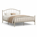 Letto matrimoniale struttura in acciaio verniciato avorio 160 x 200 cm con testiera e pediera arcuate