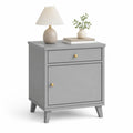 Comodino con cassetto e anta in MDF rettangolare grigio 45 x 35 x 60 cm