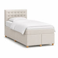 Letto singolo imbottito con testiera capitonne in velluto di poliestere beige 90 x 200 cm
