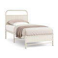 Letto singolo con struttura in acciaio rettangolare avorio 90 x 190 cm