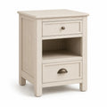 Comodino con 2 cassetti e vano aperto in MDF rettangolare avorio 45 x 35 x 65 cm