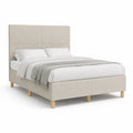 Letto matrimoniale con testiera imbottita 160 x 200 cm in poliestere rettangolare beige