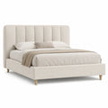 Letto matrimoniale imbottito 160 x 200 cm in poliestere beige rettangolare con testiera alta