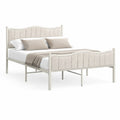 Letto matrimoniale con struttura in acciaio 160 x 200 cm con testiera e pediera imbottite in poliestere crema