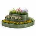 Fioriera rialzata a 3 livelli in acciaio zincato ondulato verde 240 x 120 x 60 cm
