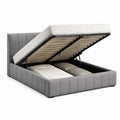 Letto contenitore matrimoniale 160 x 200 cm in velluto di poliestere grigio con rete a doghe