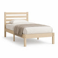 Letto singolo con testiera a doghe in pino massello rettangolare naturale 90 x 190 cm