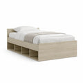 Letto singolo con contenitore laterale in pannelli di particelle rovere chiaro 90 x 190 cm