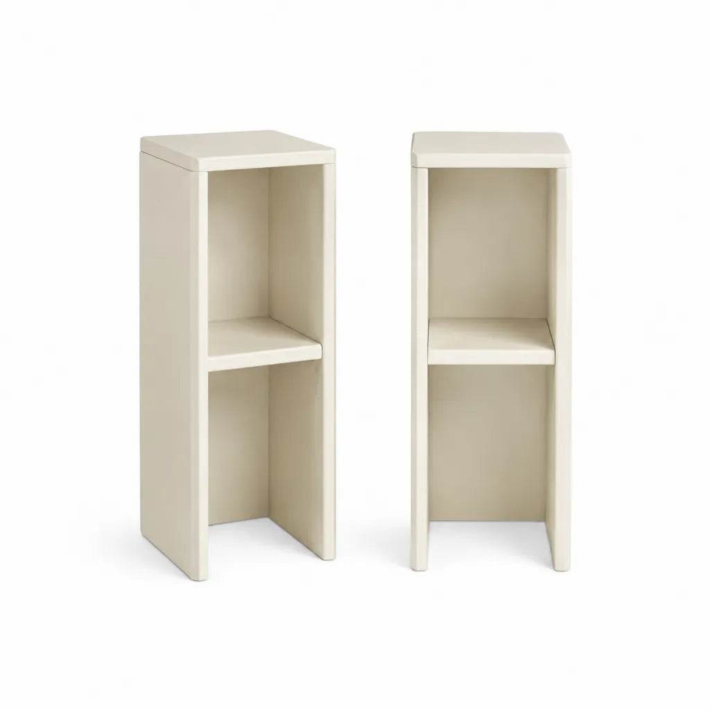 Set di 2 comodini stretti con ripiano in MDF 25 x 25 x 70 cm avorio