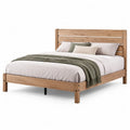 Letto matrimoniale con struttura in legno massello di pino 160x200 cm rettangolare color rovere