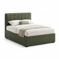Letto contenitore matrimoniale 160x200 cm in velluto di poliestere rettangolare verde oliva