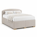 Letto matrimoniale imbottito 160 x 200 cm in poliestere beige con testiera arrotondata