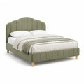 Letto matrimoniale imbottito 160 x 200 cm in velluto di poliestere verde salvia con testiera arcuata