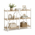 Scaffale a 3 ripiani 120 x 30 x 120 cm in pannello MDF e acciaio bianco rovere chiaro