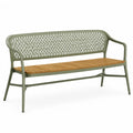 Panca da giardino 3 posti in acciaio e legno massello verde e naturale 150 x 61 x 80 cm