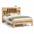 Letto matrimoniale 160 x 200 cm con struttura in rovere massello e testiera libreria naturale