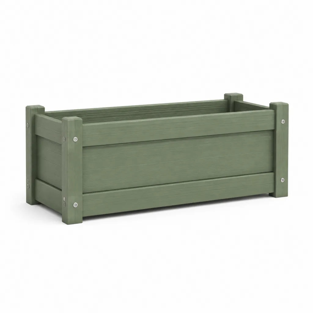 Fioriera rialzata rettangolare da giardino in legno di pino 80 x 40 x 40 cm verde