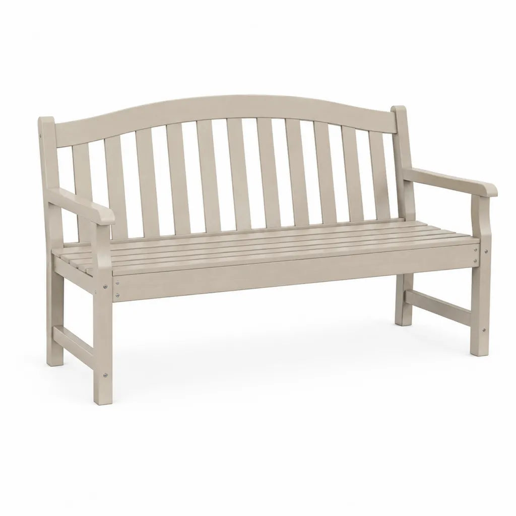 Panca da giardino 2 posti rettangolare in legno massello beige 120 x 60 x 89 cm