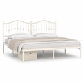 Letto matrimoniale 160 x 200 cm in acciaio bianco con testiera curva
