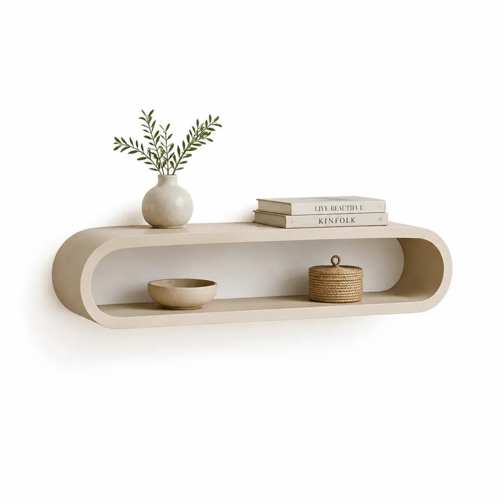 Mensola da parete ovale in MDF beige 100 x 20 x 40 cm