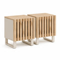 Set di 2 comodini con anta 40 x 35 x 50 cm in rovere massello bianco