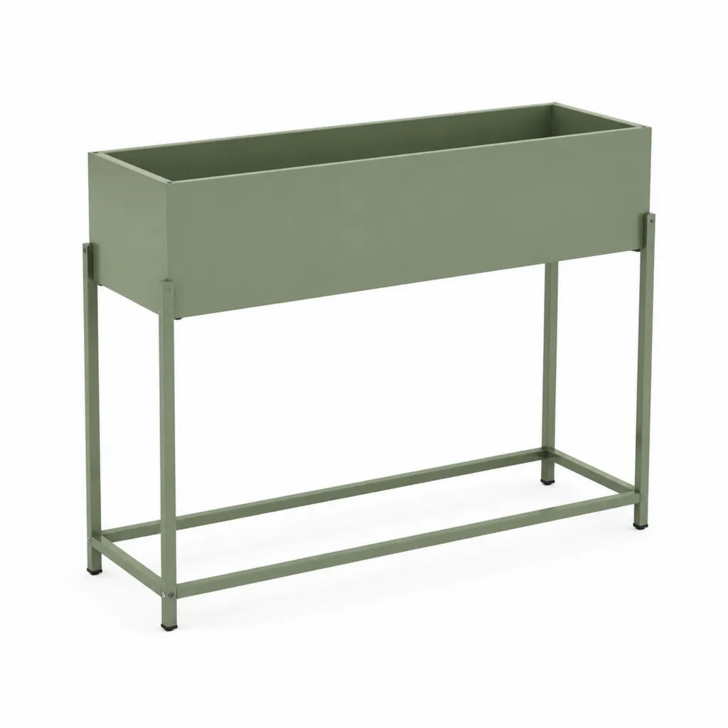 Fioriera rialzata rettangolare in acciaio zincato verde 80 x 30 x 80 cm